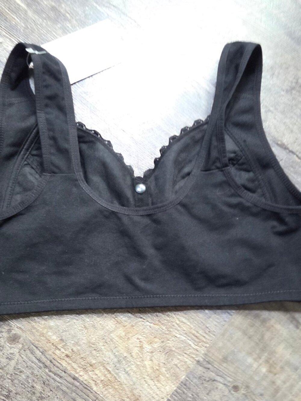 Moona Bra Black Sz Lg (36C) Comfort-Fit Wide Straps Front Snap-buttons - NEW - Picture 3 of 6